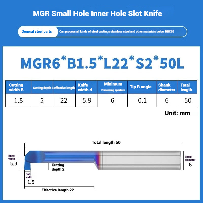 1134-MGR small bore groove cutter wear-resistant micro groove hook cutter CNC tungsten steel alloy small bore cutting groove turning tool Shandong Denso Pricision Tools Co.,Ltd.